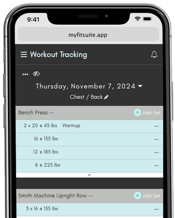 MyFitSuite Workout Tracking