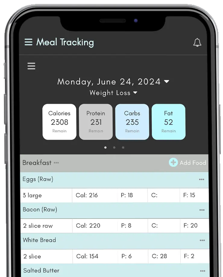Screenshot of the MyFitSuite Meal Tracker